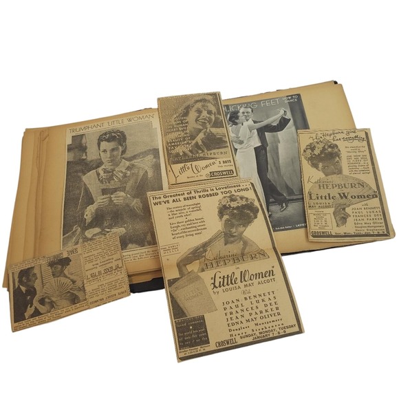 Other - Antique Scrapbook 1930 1940s Little Women Katherine Hepburn Poems Poetry Vintage